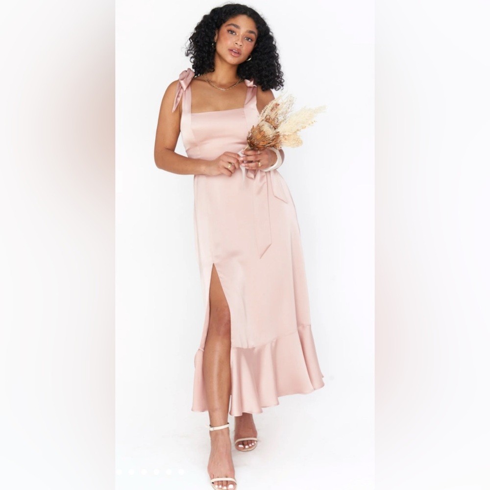Claire Midi Dress - Blush Pink Satin
